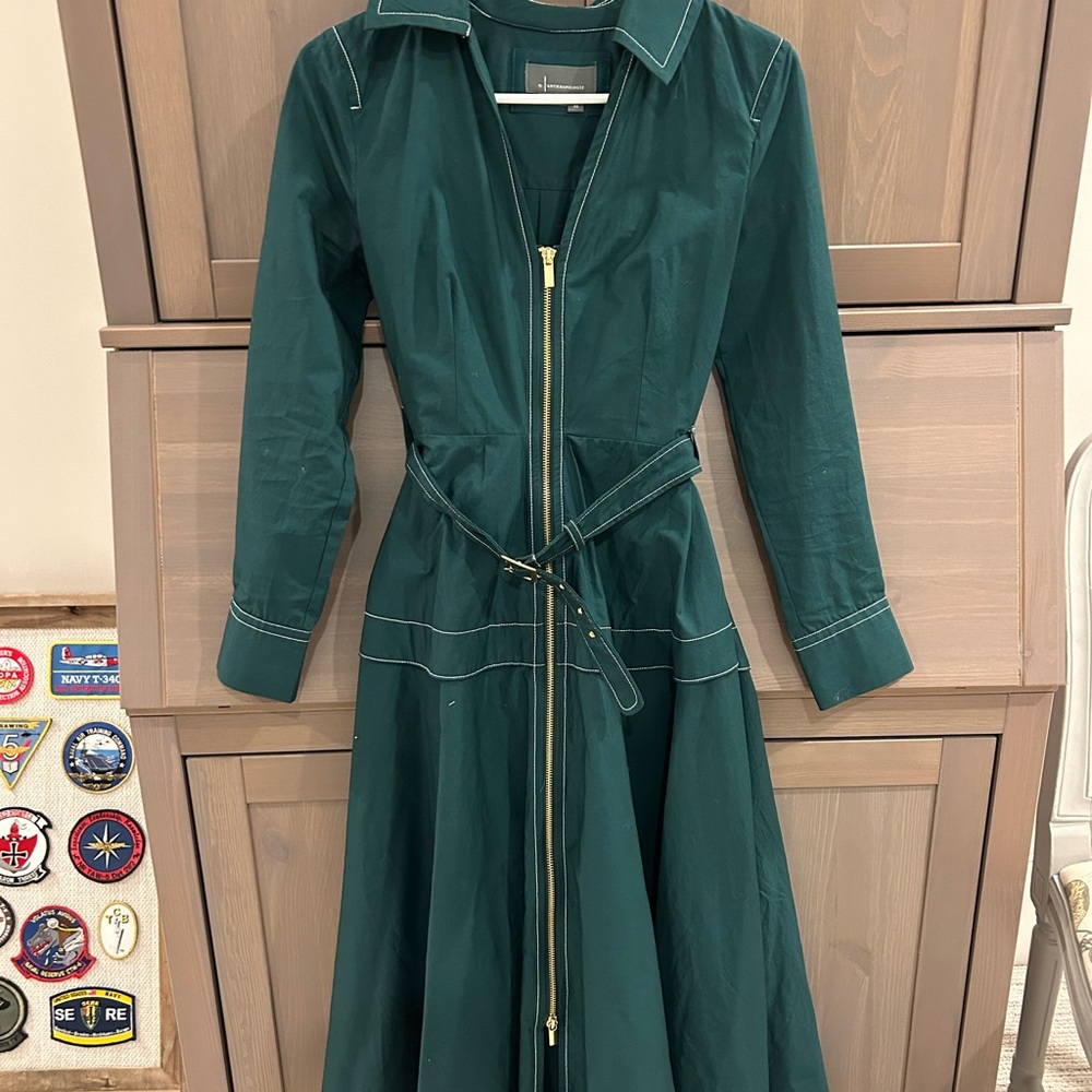 Anthropologie Teal Zip-Up Maxi Dress